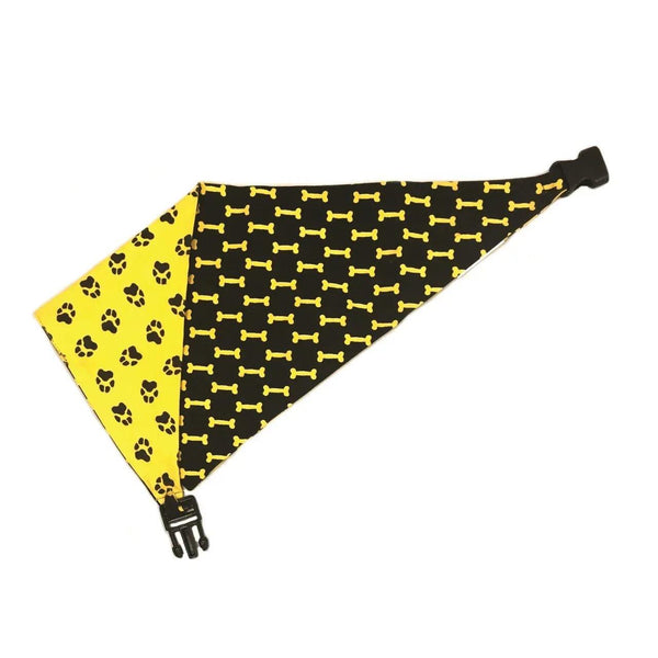 Mustard Yellow & Black Reversible Dog Bandana - Gifts for You 'n Me