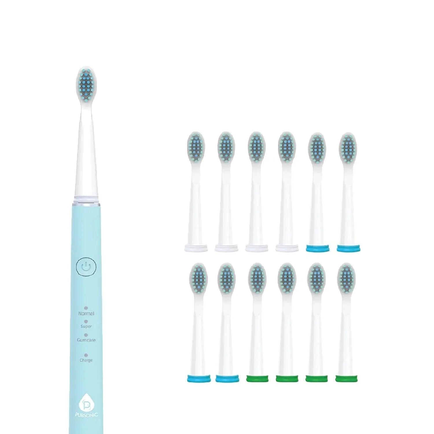 USB Rechargeable Sonic toothbrush with 12 Brush Heads - Gifts for You 'n Me