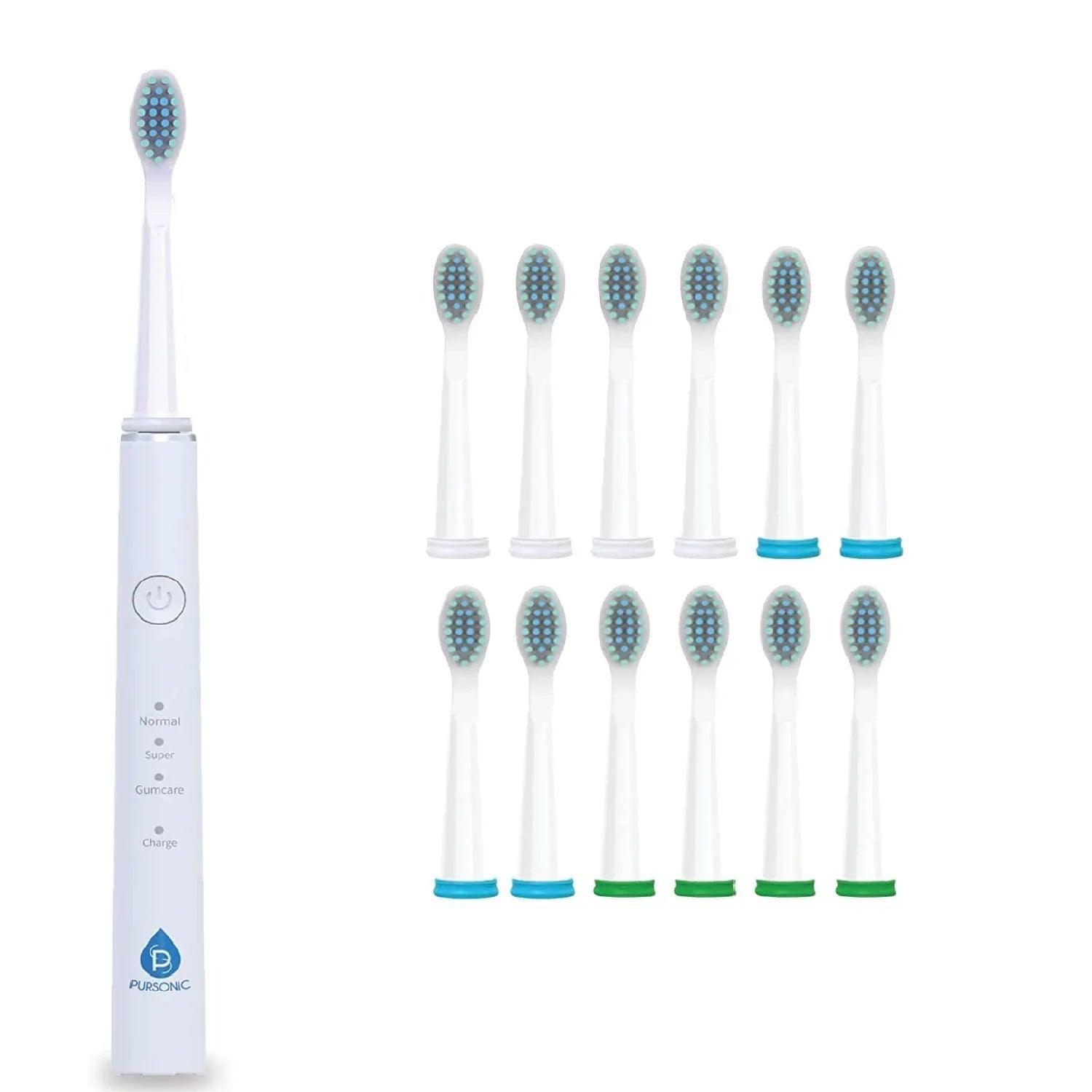 USB Rechargeable Sonic toothbrush with 12 Brush Heads - Gifts for You 'n Me