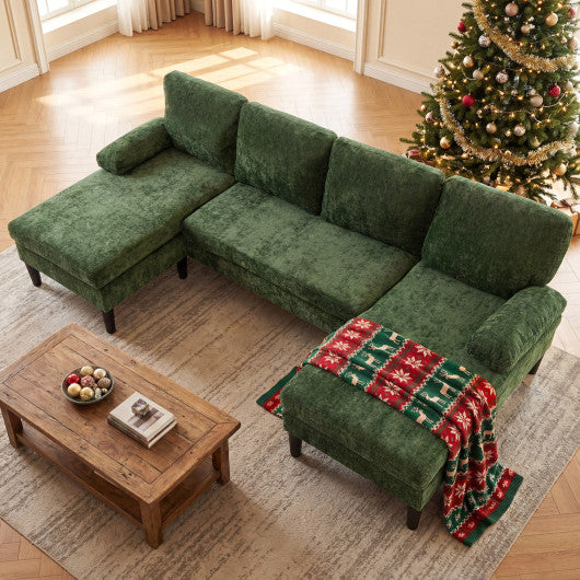 U-shaped Sectional Couch with Double Chaise for Living Room-Green