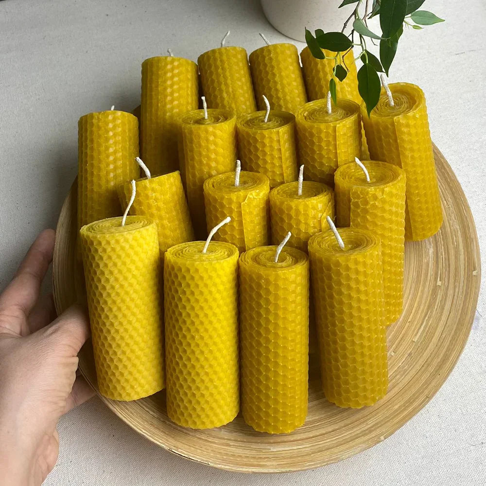 Handmade Natural Honey Rolled Beeswax Candles