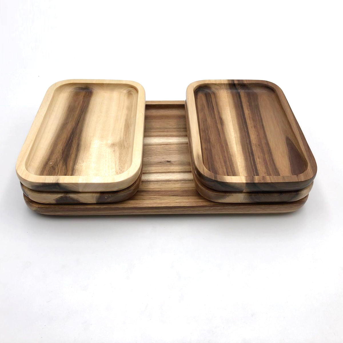 Zavis Green Acacia Wood Serving rectangle Stackable Tray / Dish 8