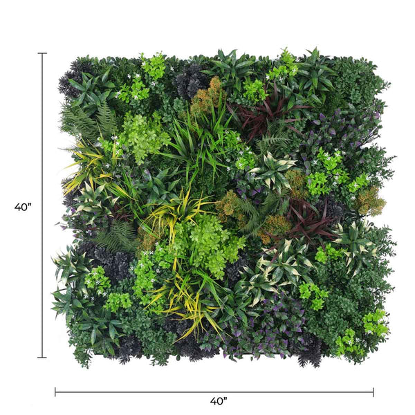 Floral Fusion Artificial Vertical Garden Green Wall Panel 40×40in 11 SQ FT – UV Resistant – Commercial Grade