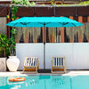 13 Feet Double-Sided Patio Twin Table Umbrella with Crank Handle-Turquoise