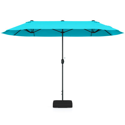 13 Feet Double-Sided Patio Twin Table Umbrella with Crank Handle-Turquoise