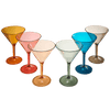 Unbreakable Pastel Color Acrylic Martini Glasses | Set of 6 | European Style Cocktail Cups 100% Tritan Drinkware, 5 oz Dishwasher Safe BPA-free plastic, For Wedding, Poolside Indoors & Outdoors