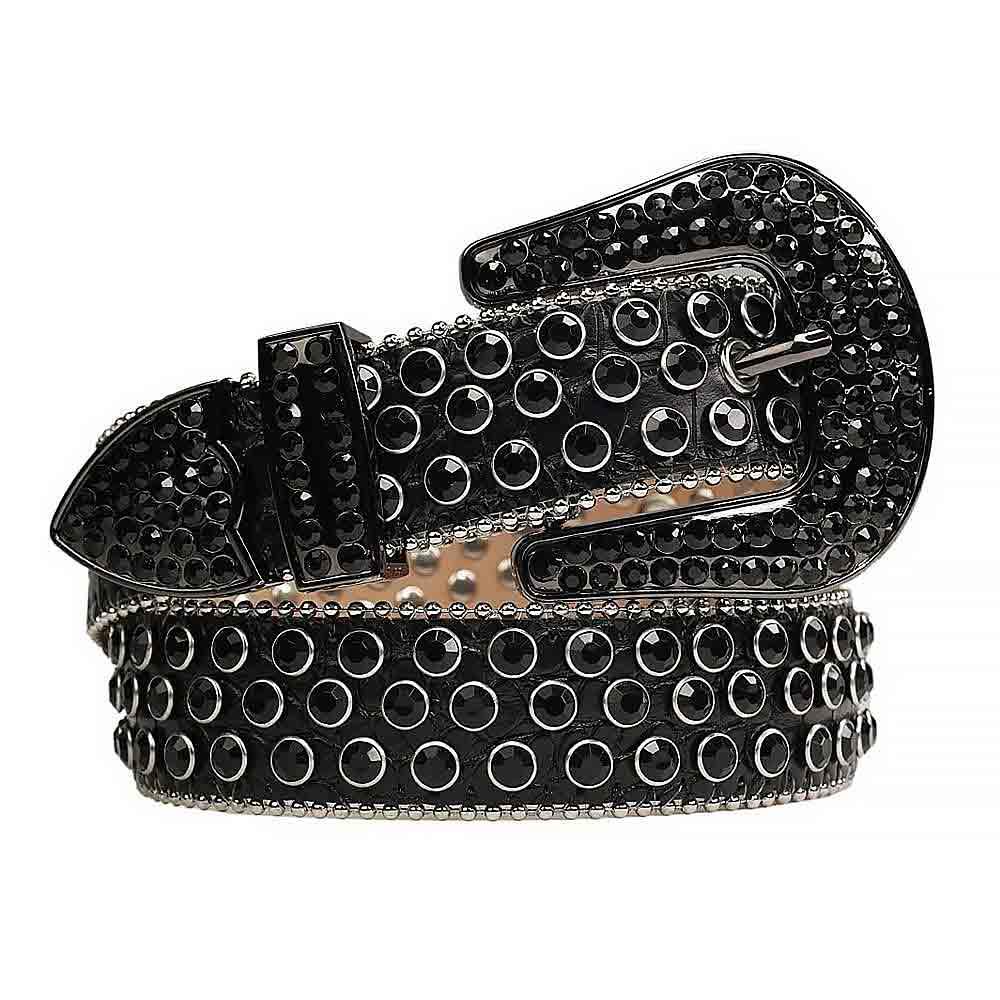 Unisex Black Jeweled Rhinestone Belt - Hip Hop & Fashion Bling