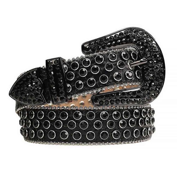 Unisex Black Jeweled Rhinestone Belt - Hip Hop & Fashion Bling