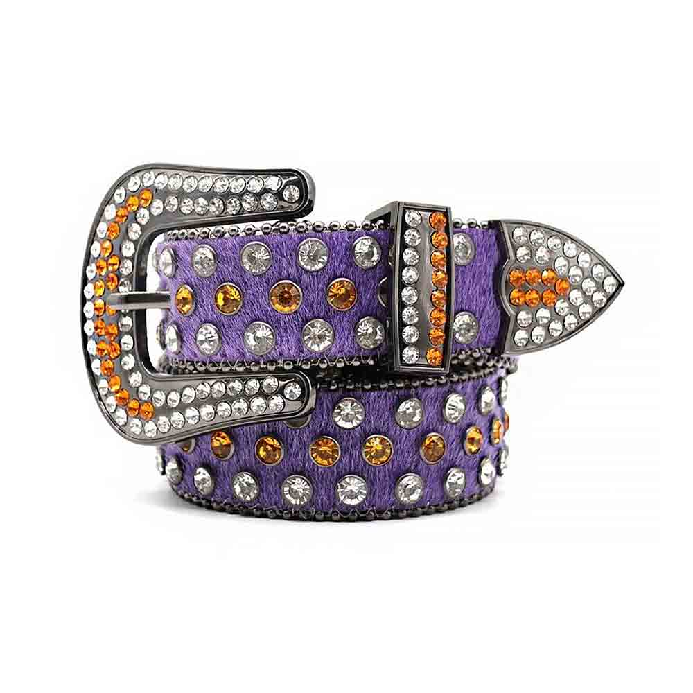 Unisex Purple Rhinestone Crystals Belt