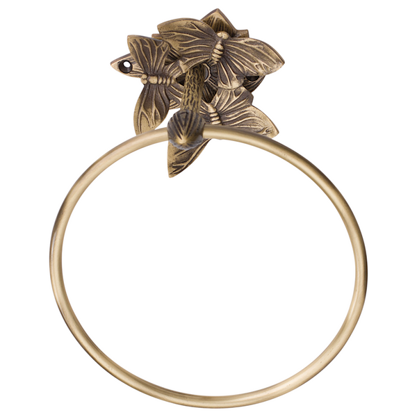 Brass Butterfly Towel Ring - Antique Brass