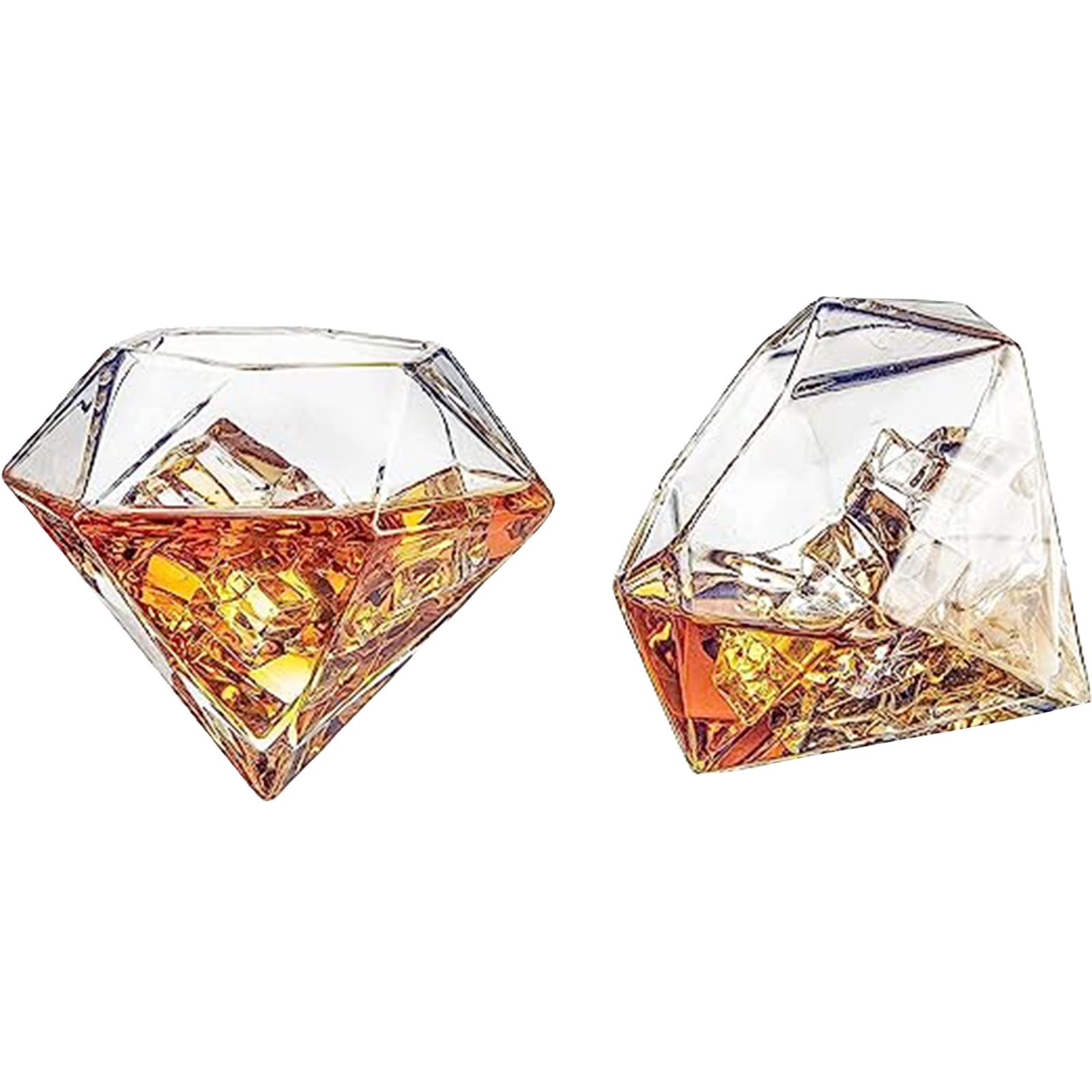 The Wine Savant Diamond Whiskey Glasses, Scotch, Bourbon or Wine Glasses, Set of 2 10 oz Old Fashion Elegant Spirits Glasses