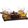 The Wine Savant Cigar Glasses Tray & Ash Tray, 4 Whiskey Cigar Glasses Slot to Hold Cigar, Whiskey Glass Gift Set, Cigar Rest, Accessory Set Gift for Dad, Men Home Office Decor Gifts, Man Cave