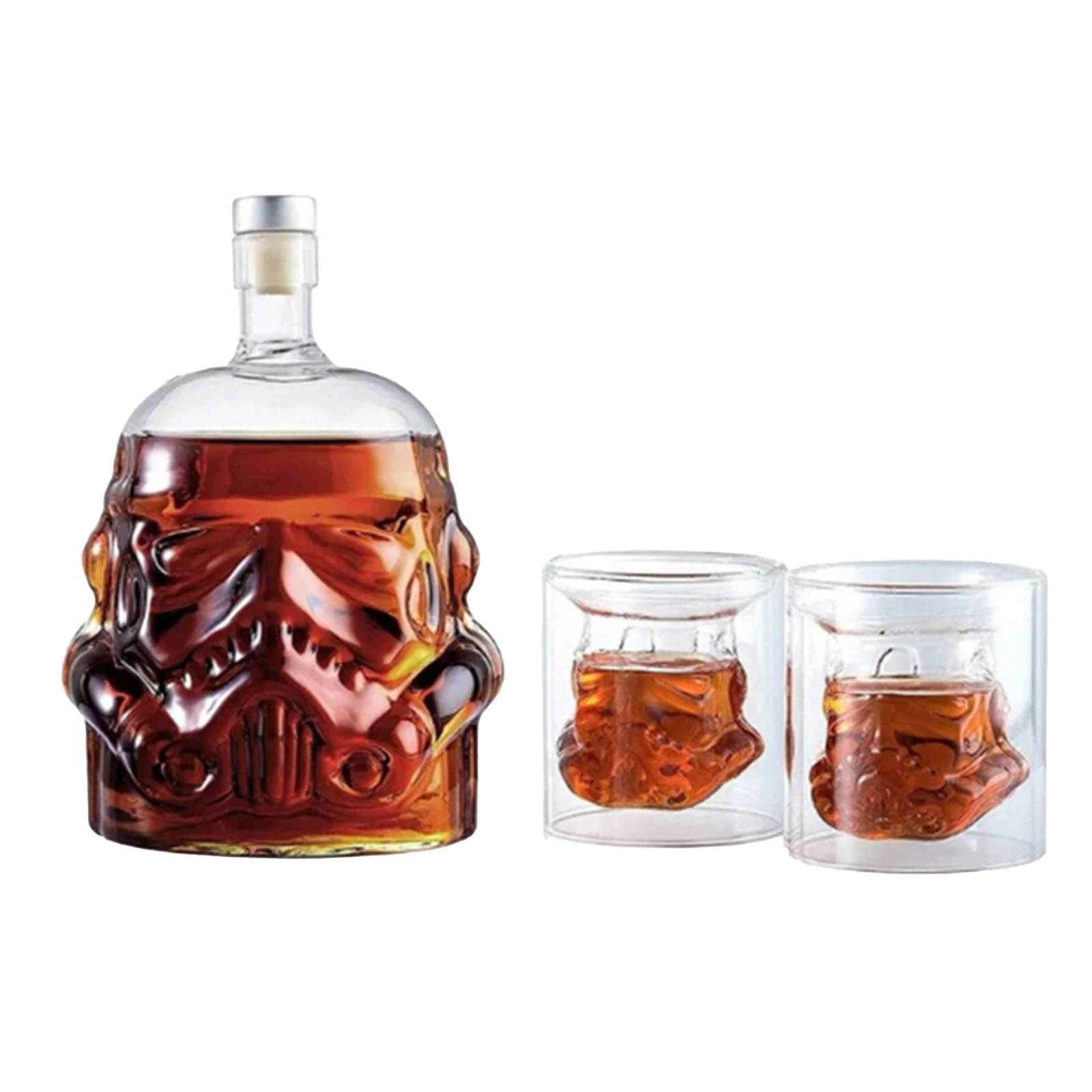 Transparent Creative Whiskey Decanter Set Bottle with 2 Wine Glasses 150ml for liquor, Bourbon, Scotch, Vodka, Father's Day Gift for Men Women