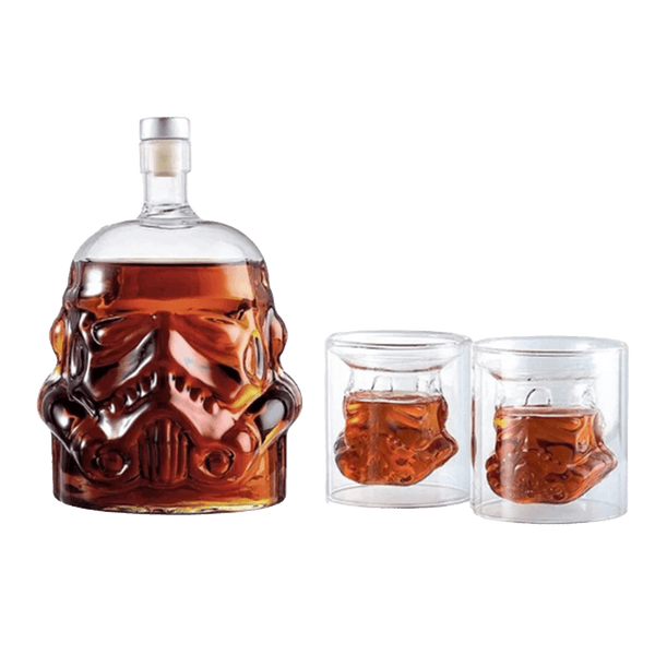 Transparent Creative Whiskey Decanter Set Bottle with 2 Wine Glasses 150ml for liquor, Bourbon, Scotch, Vodka, Father's Day Gift for Men Women