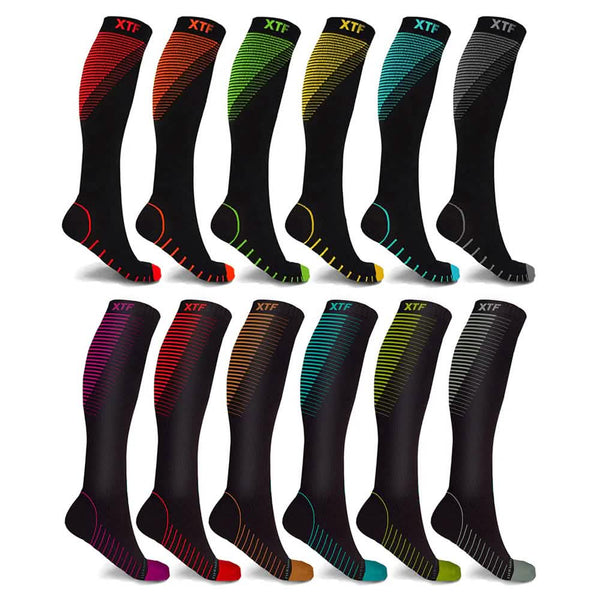 12-Pairs: Athletic Graduated Knee-High Compression Socks