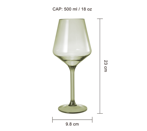 European Style Crystal, Stemmed Wine Glasses, Acrylic Glasses Tritan Drinkware, Unbreakable Muted Color | Set of 6 | Shatterproof BPA-free plastic, Reusable, All Purpose Glassware, Hand Wash Only 15oz