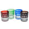The Wine Savant Crystal Italian Multicolor Design Cups -Set of 4 Whiskey Glasses 8oz 3.5