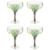 The Wine Savant Mexican Design Hand Blown Margarita Glass – Set of 4 Luxury Hand Blown Confetti Margarita Glasses (16 oz) (Confetti Margarita Glasses)