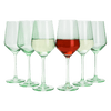 Green Colored Wine Glass Set, 12oz Glasses Set of 6 - Wedding Mint Green, Gift, Baby Shower Gender Reveal Decor Baby Unique Italian Style Tall Stemmed for White & Red Wine Elegant Glassware Color