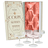 Ribbed Coupe Cocktail Glasses 8 oz | Set of 4 | Classic Manhattan Glasses For Cocktails, Champagne Coupe, Ripple Coupe Glasses, Art Deco Gatsby Vintage, Crystal with Stems (Clear)