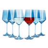 Colored Wine Glass Set, 12oz Glasses Set of 6 Baby Shower Gender Reveal Boy or Girl Decor Baby Announcement Unique Italian Style Tall Stemmed for White & Red Wine Elegant Glassware (Cobalt Blue)