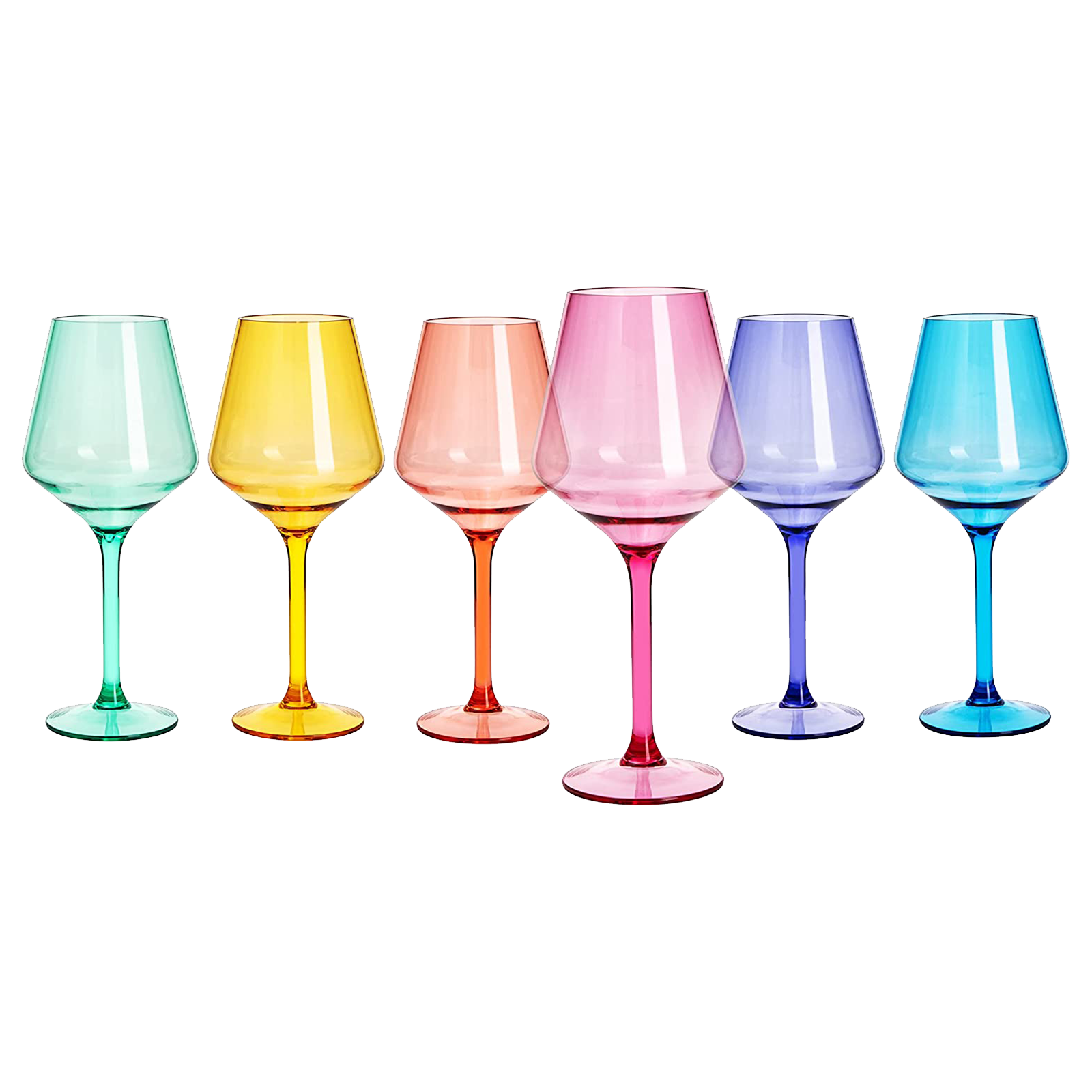 European Style Crystal, Stemmed Wine Glasses, Acrylic Glasses Tritan Drinkware, Unbreakable Colored, 6 - Set - Shatterproof BPA-free plastic, Reusable, All Purpose Glassware, Hand Wash Only 15oz