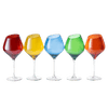 Slanted Rim Colored Wine Glasses by The Wine Savant – Set of 5 Stylish and Slant Rim Wine Glasses for Parties, Multicolor Set for Weddings Anniversary, White or Red Wine, Cabernet Bordeaux 20 oz