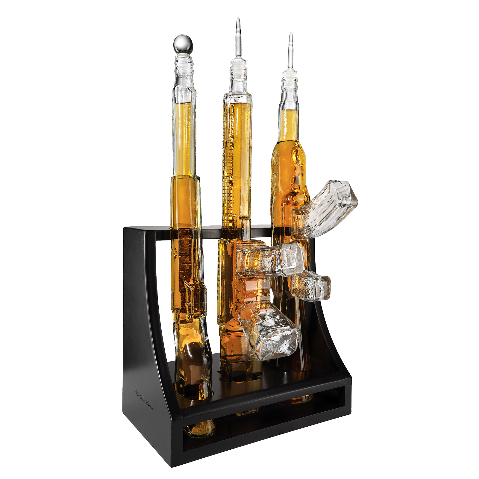 3 Gun Whiskey Decanters Set AR15, AK47, & Rifle Gun Decanter Set 1000ml by The Wine Savant - Veteran Gifts, Home Bar, Gun Lover Gifts, Tik Tok Gun Decanter, Military Gifts