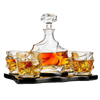 The Wine Savant Wine and Whiskey Mountain Decanter with 4 Glasses and Wood Tray 750 ML
