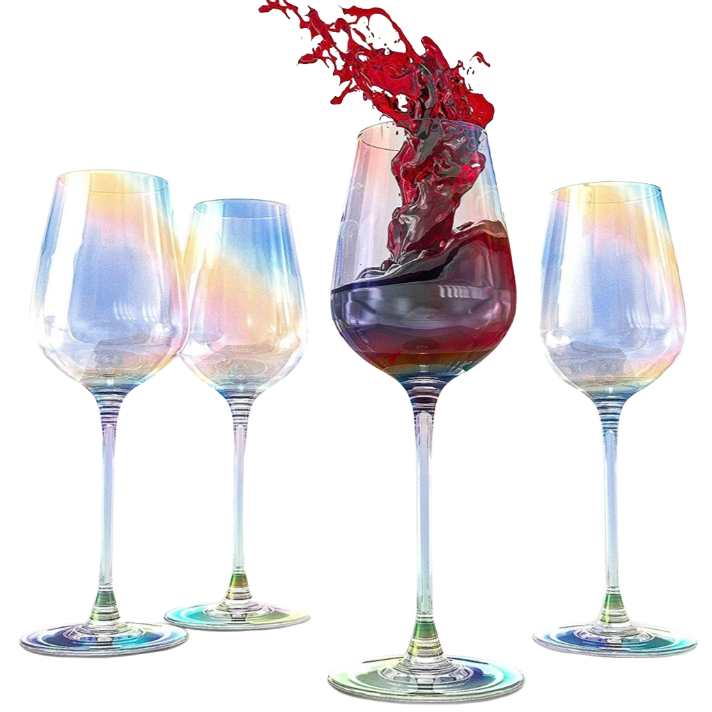 Iridescent Luster Large Radiance Wine Glasses - White Pearl Whimsy and Nostalgia Large Red Wine or White Wine Glass In An Elegant Gift Box