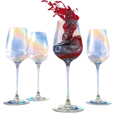 Iridescent Luster Large Radiance Wine Glasses - White Pearl Whimsy and Nostalgia Large Red Wine or White Wine Glass In An Elegant Gift Box