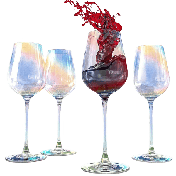 Iridescent Luster Large Radiance Wine Glasses - White Pearl Whimsy and Nostalgia Large Red Wine or White Wine Glass In An Elegant Gift Box