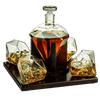 The Wine Savant Diamond Whiskey and Wine Decanter, Great Gift! 750ml With 4 Diamond Glasses and Beautiful Mahogany Wooden Holder Liquor, Scotch, Rum, Bourbon, Vodka, Tequila Decanter