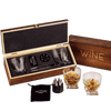 Whiskey Stones Gift Set for Men, by The Wine Savant, 6 Stainless Steel Whiskey Stones, 2 Twisted Glasses, Freezer Pouch & Special Tongs in Pinewood Box