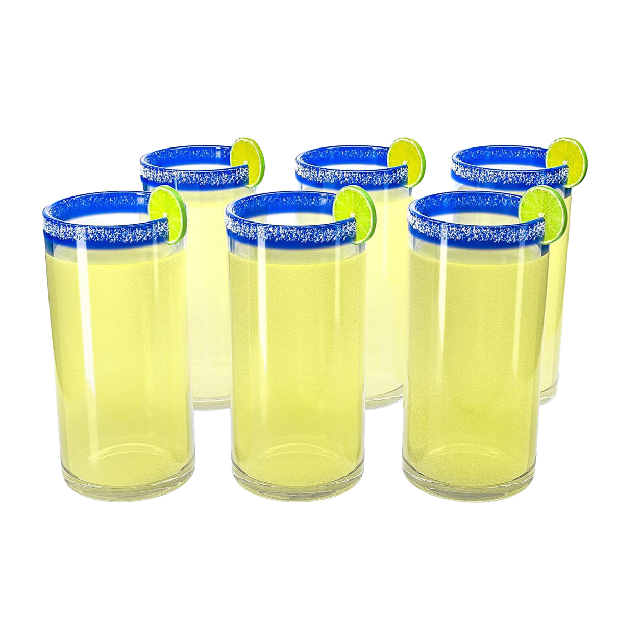 Hand Blown Mexican Drinking Glasses – Set of 6 Confetti Rock Design Glasses by The Wine Savant (Cobalt)