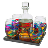Artisanal Hand Painted Glassware Gift for Mom, Wife, Friend - Artisanal Barcelona Hand Painted Whiskey & Wine Decanter Set, Rennesance Romantic Stain-glassed Windows Glasses - Mothers Day