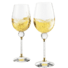 The Wine Savant Rhinestone DIAMOND Studded Wine Glasses 16 Ounces Set of 2 10-inches Tall, Gold and Laser Cut Sparkling Wine Wedding Glasses, Elegant Crystal - For Everyday, Weddings, Parties