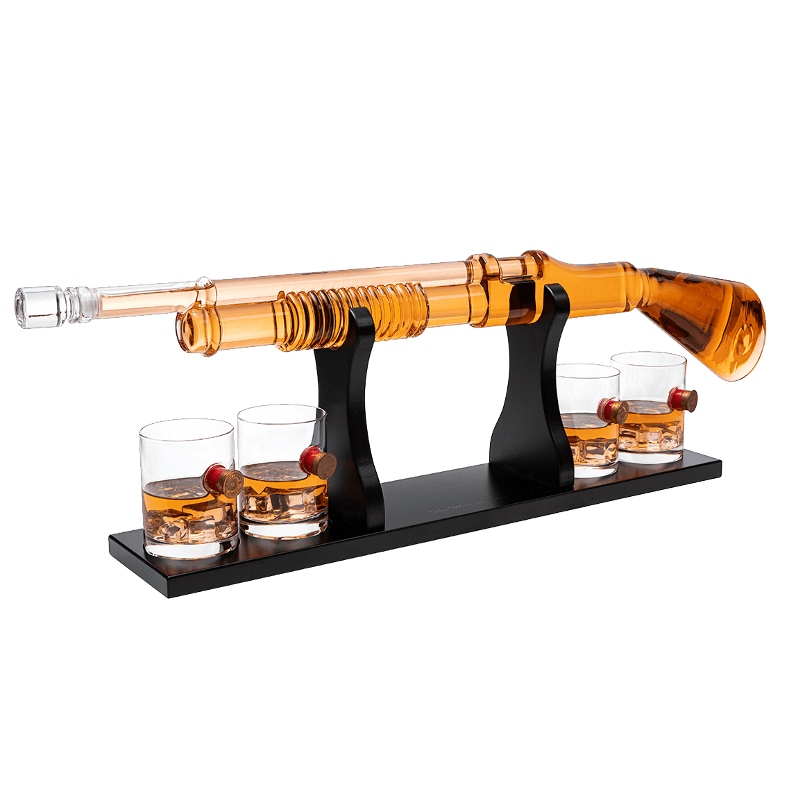 Shotgun Whiskey Decanter Set - Limited Edition - 800 ml & 4 12oz Bullet Glasses - Unique Gift - Drinking Party Accessory, Handmade Gun Liquor Decanter, Tik Tok Gun Decanter Gifts for Dad
