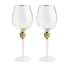 The Wine Savant Large Diamond Wine Glasses, Gold Rim Rhinestone Diamond Glasses - Wedding Glasses - 15 Ounce, Premium Designed Wine Glasses for Spirits and Wine, Gift Boxed (2, Clear)