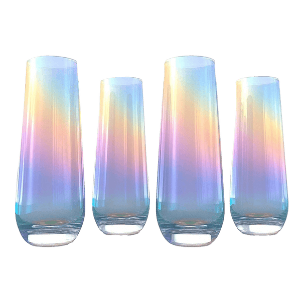 Iridescent Luster Pearl Radiance Set of 4 Wine Glasses 10oz - Radiant and Nostalgic Large Red or White Wine Glass, Entertaining An Ethereal Experience