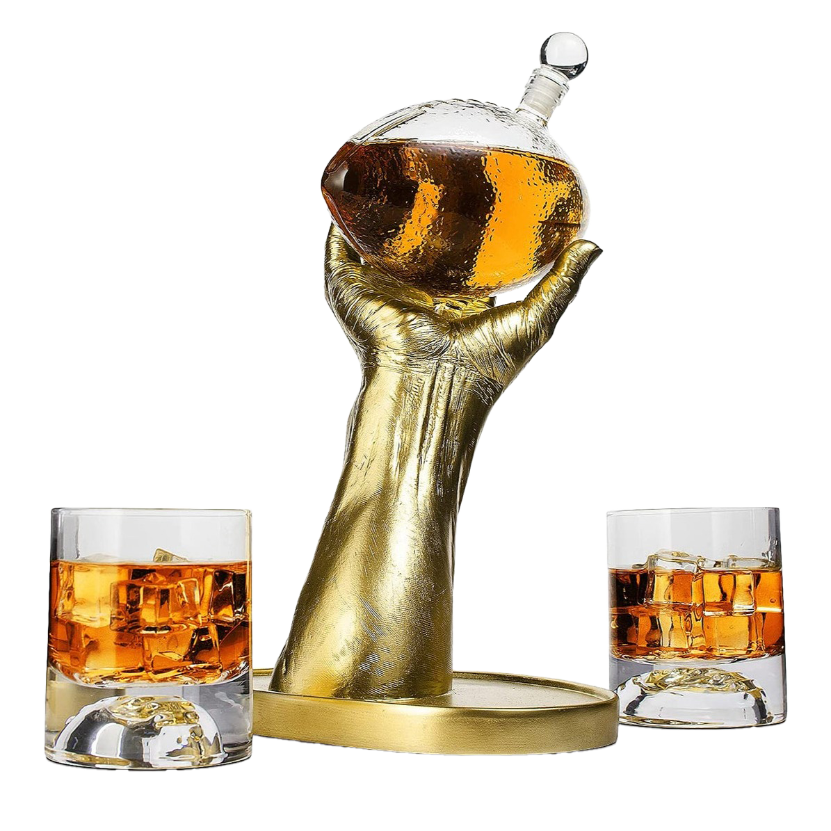 Football Decanter with 2 Football Whiskey & Wine Glasses - Perfect For Superbowl, Father's day Gift, Gift for Husband - Made for Liquor, Scotch, Whiskey and Bourbon 750ml, Rugby Gifts Clear