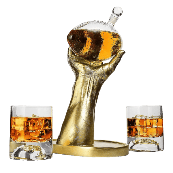 Football Decanter with 2 Football Whiskey & Wine Glasses - Perfect For Superbowl, Father's day Gift, Gift for Husband - Made for Liquor, Scotch, Whiskey and Bourbon 750ml, Rugby Gifts Clear