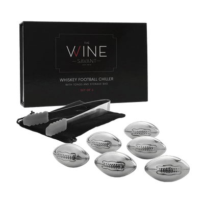 Football Whiskey Stones, Superbowl Chillers, Whiskey Rocks, By The Wine Savant Great for Parties or for Bar Use Tool, 6 Stones Rocks Cubes for Whiskey, Bourbon Vodka, Scotch