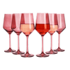 Set of 6 Colored Wine Glasses - 12 oz Hand Blown Italian Style Crystal Bordeaux Wine Glasses - Premium Stemmed Colored Glassware - Unique Drinking Glasses (6, Rose)