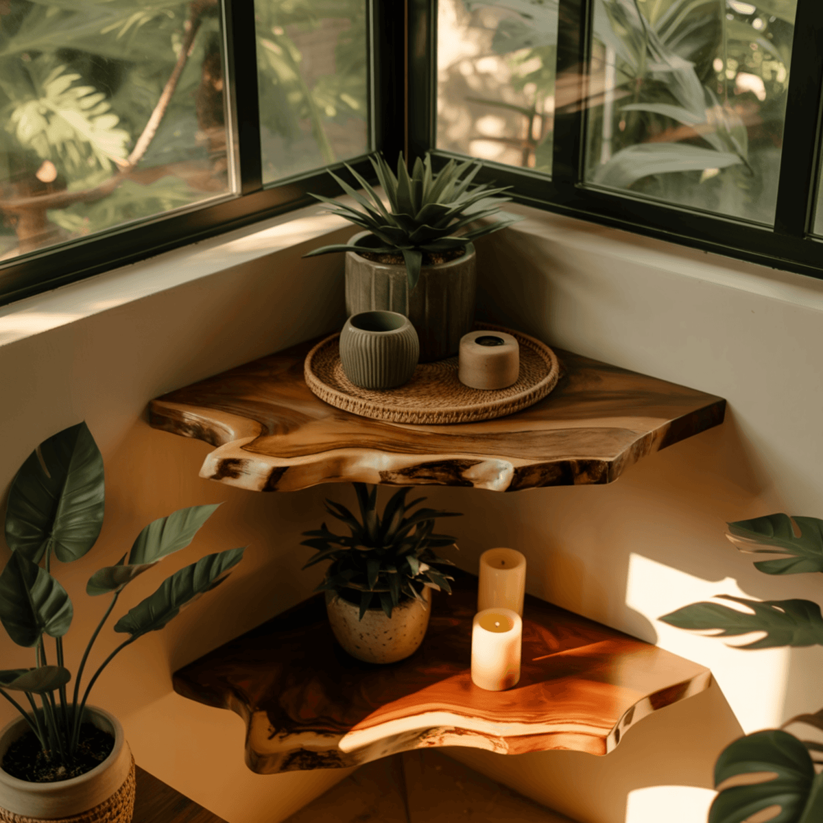 Wavedge Live Edge Floating Corner Shelf