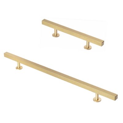 Lew's Square Bar Cabinet Knobs and Handles in Brushed Brass