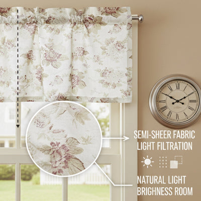 DaDa Bedding Dainty Floral Garden Pastel Roses Cottage Window Curtain Valance - 18