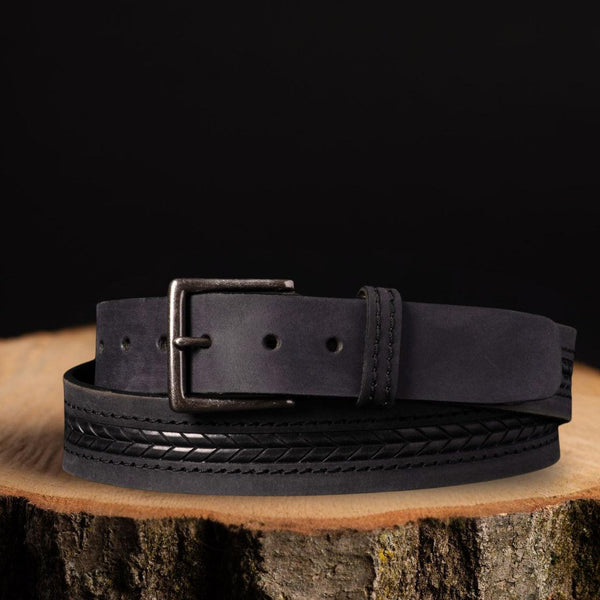 Brown Arrow Patterned 100% Real Distressed Leather Belt NAB Leather