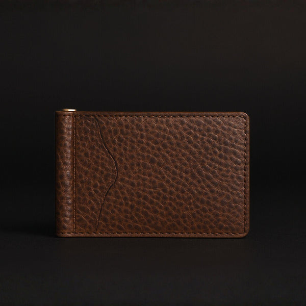 The Maverick Card Holder -Limited Edition Cognac Speckled Bison Leather Slim Money Clip Wallet