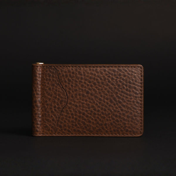 The Maverick Card Holder -Limited Edition Cognac Speckled Bison Leather Slim Money Clip Wallet